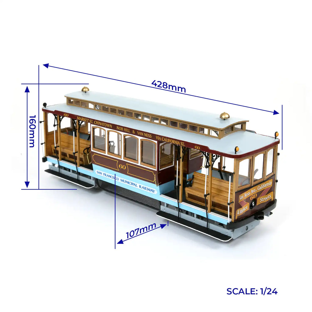 Maqueta de tranvía San Francisco de metal-madera