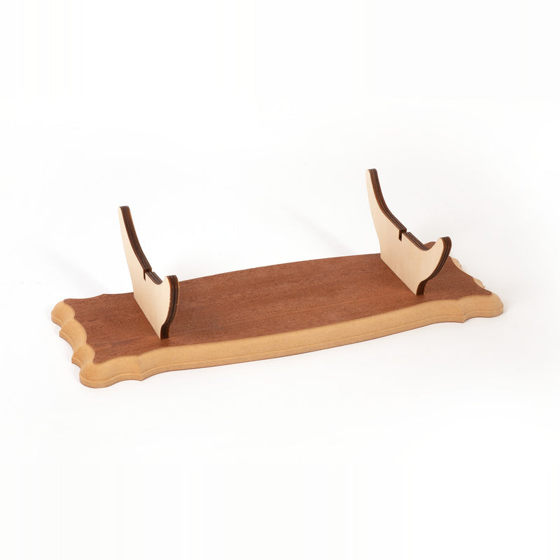 Kompletter Holz-Ausstellungsständer mit Halterungen für Schiffsmodelle - 390x145 mm