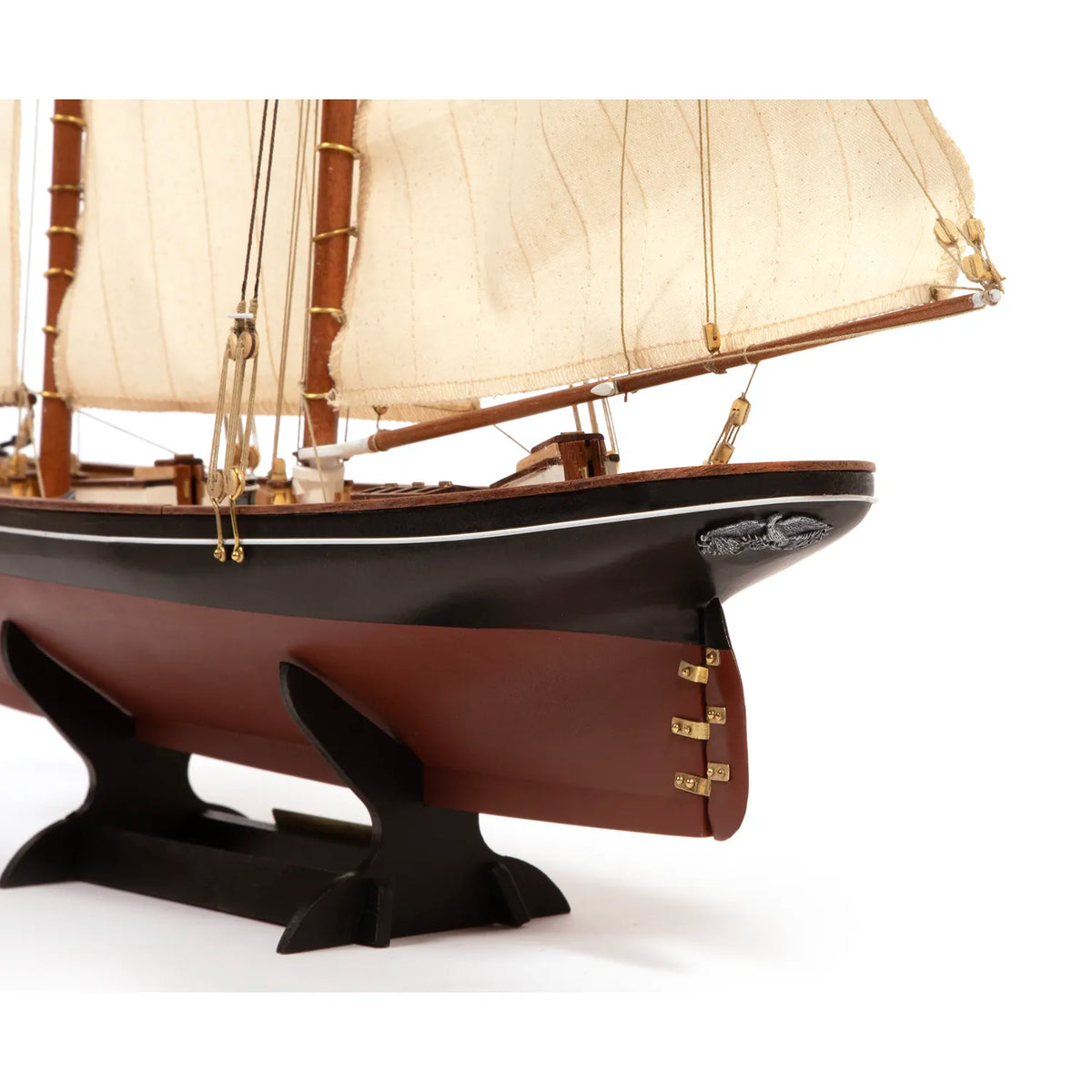 Maqueta naval de madera del yate America 1851 – detalles de popa