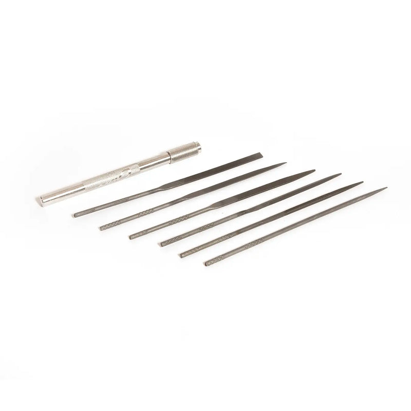 Precision needle file set (6 pieces) with handle