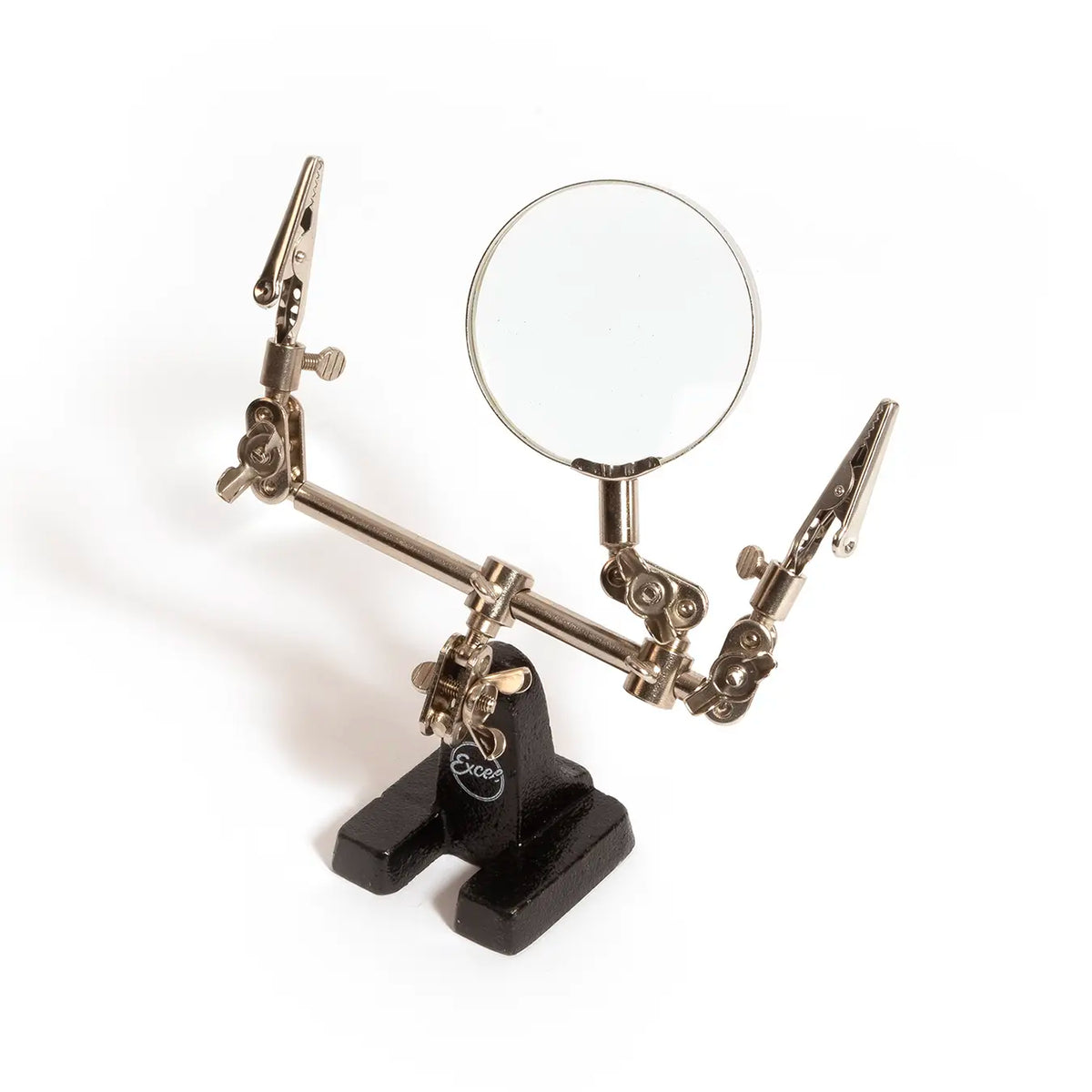 Precision stand with magnifier and articulated clamps
