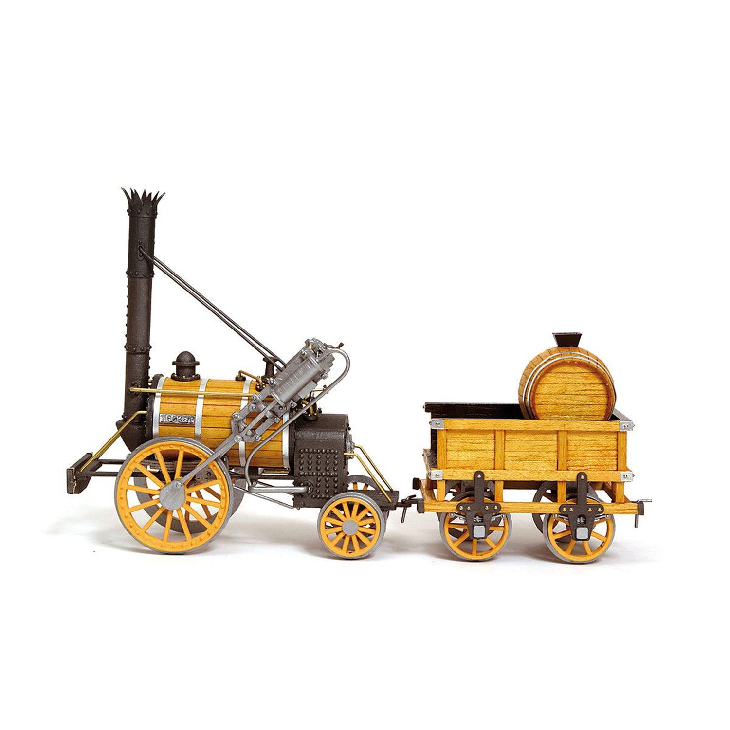 Maqueta de tren Rocket de madera y metal