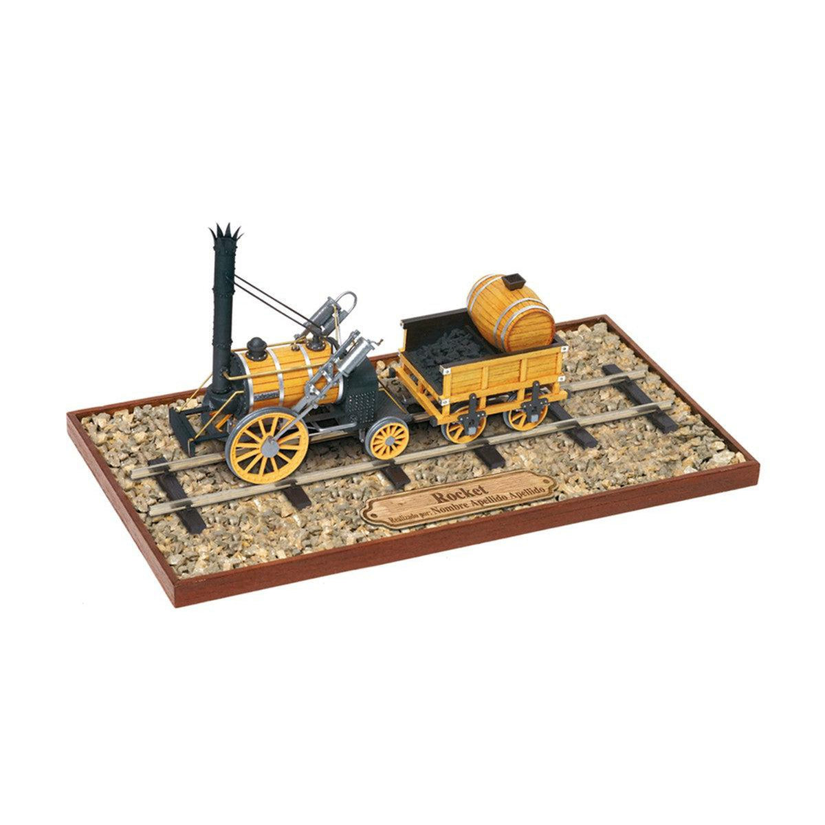 Maqueta de tren Rocket de madera y metal
