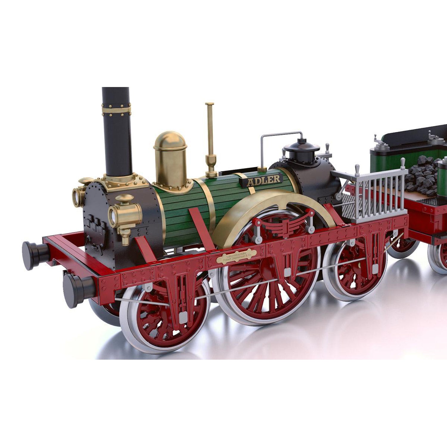 Maqueta del tren Adler de madera y metal