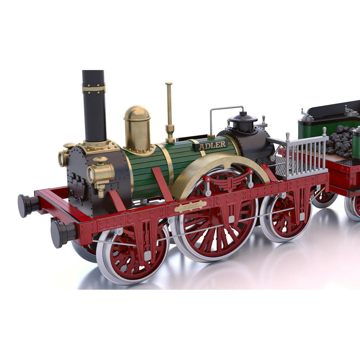 Maqueta del tren Adler de madera y metal