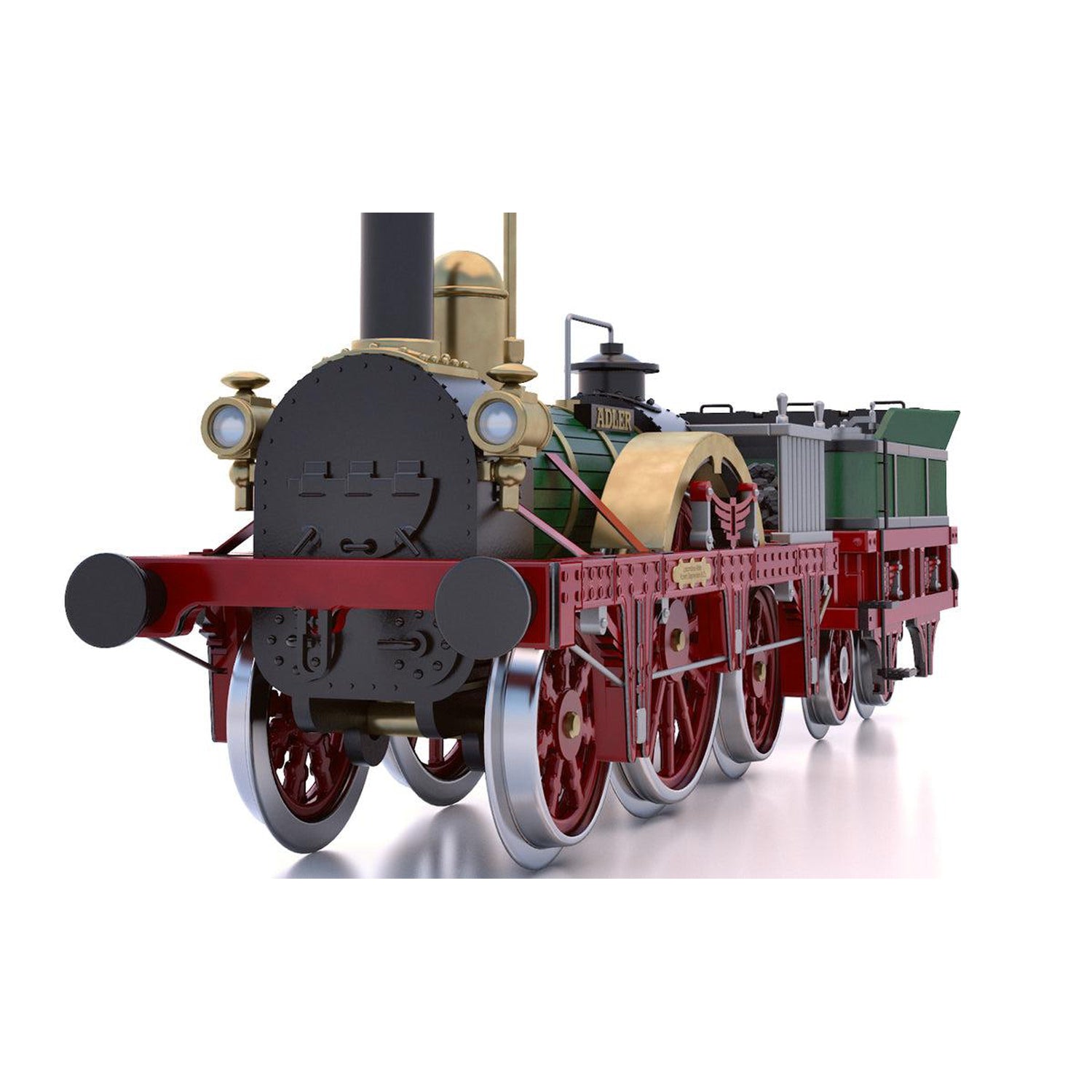 Maqueta del tren Adler de madera y metal