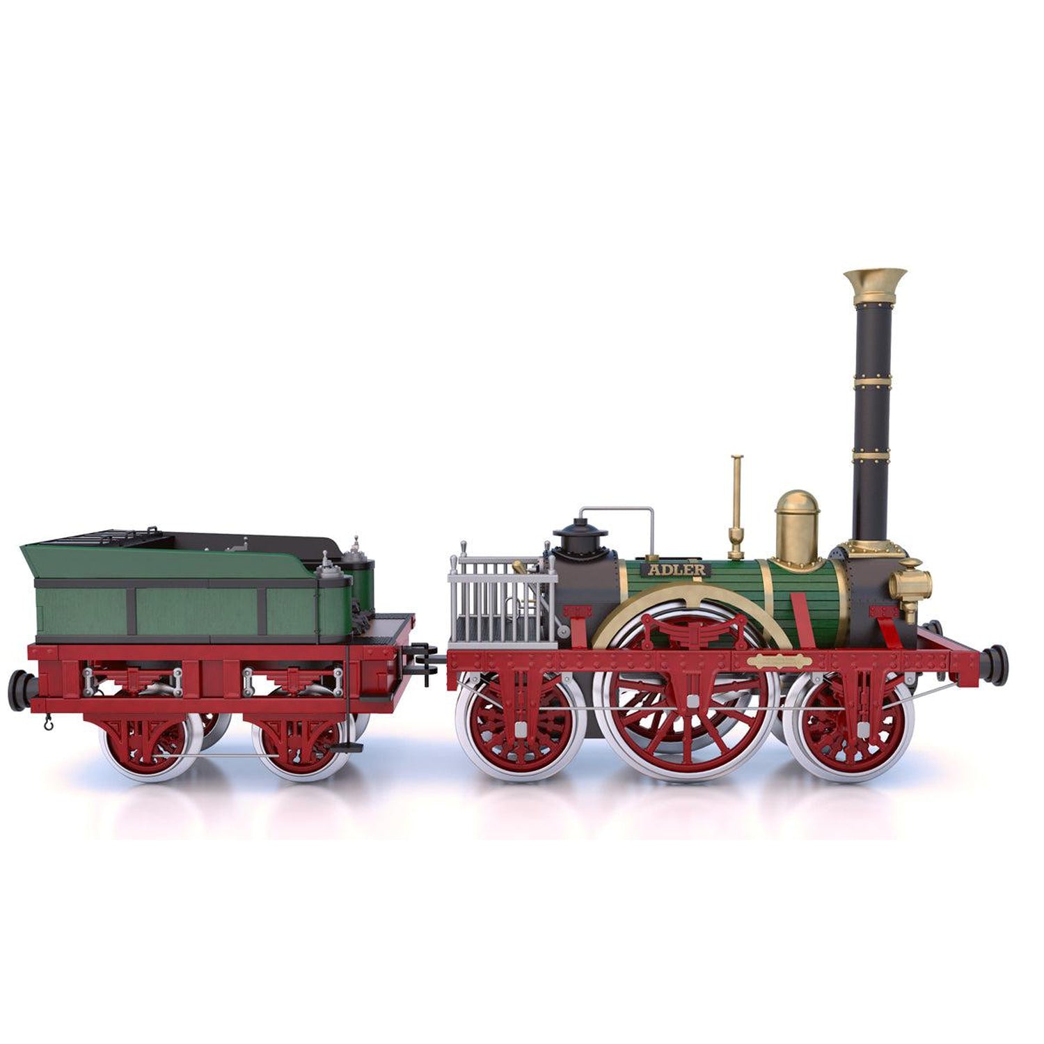 Maqueta del tren Adler de madera y metal