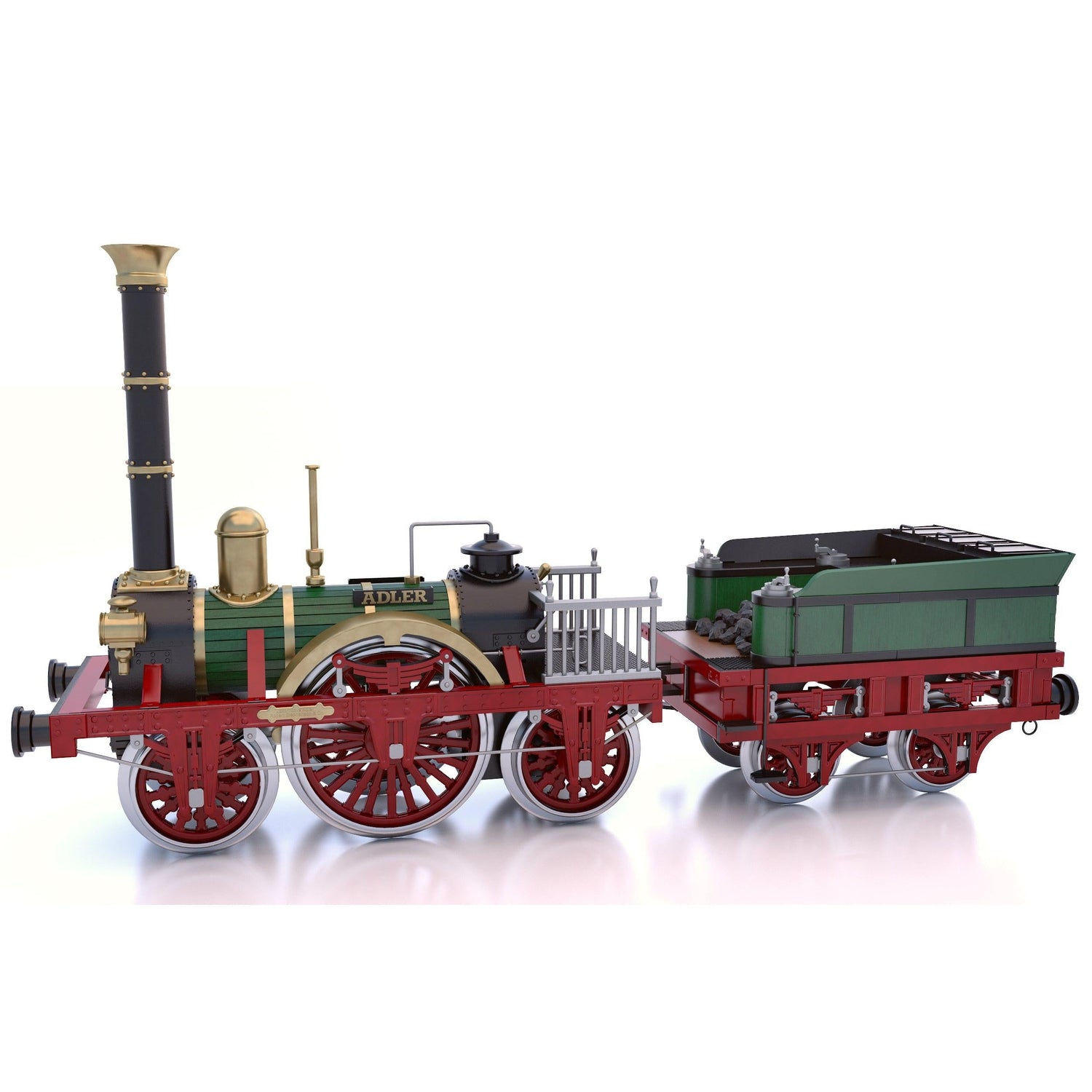Maqueta del tren Adler de madera y metal