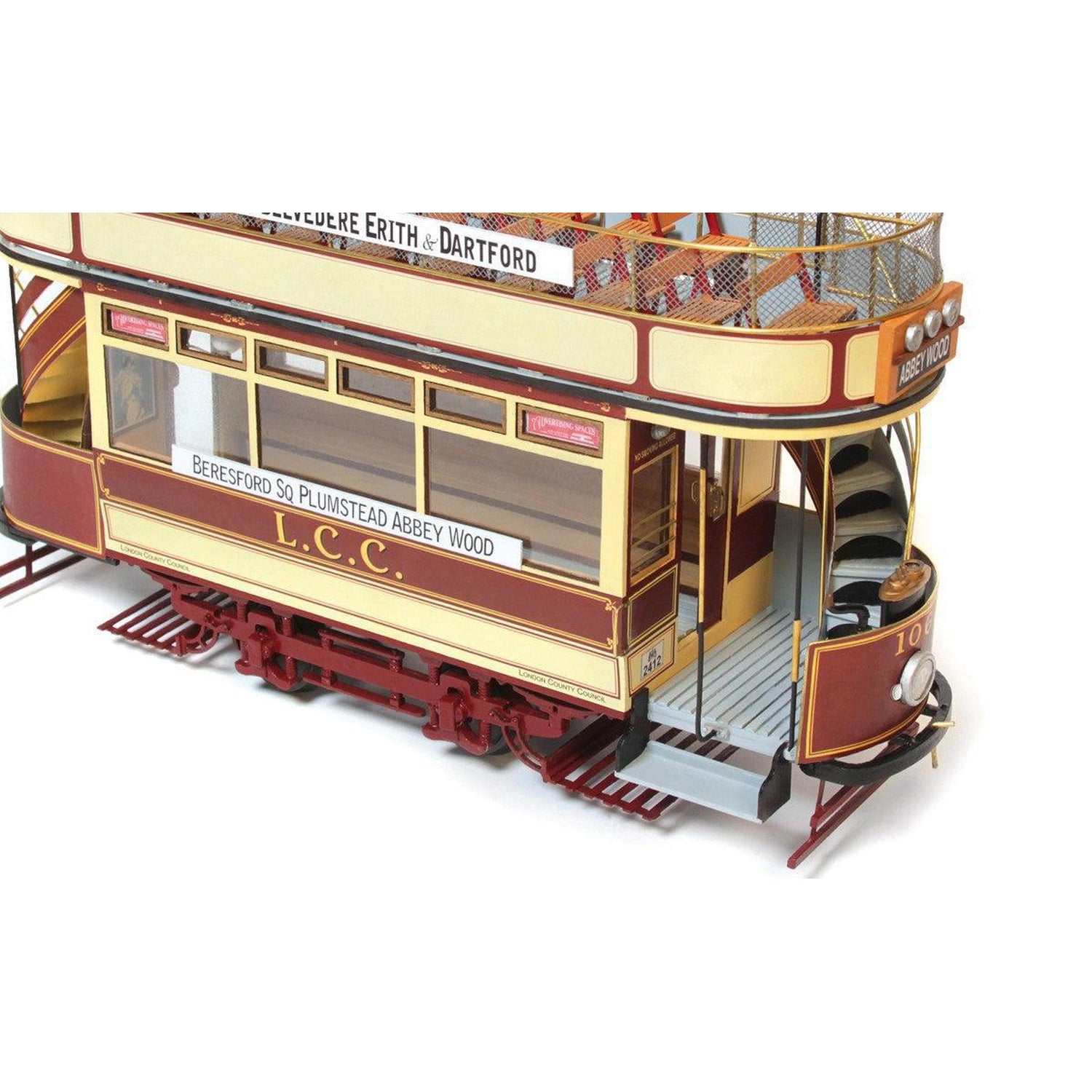 Maqueta del tranvía London de madera y metal