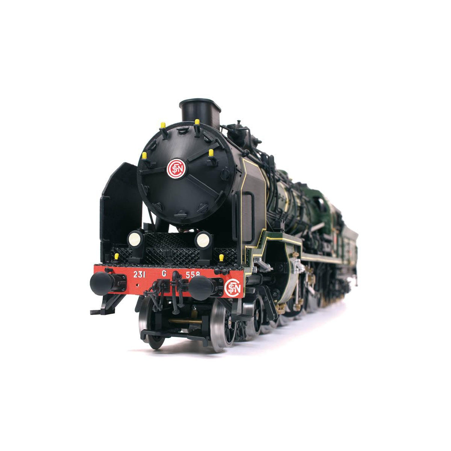 Maqueta de tren Pacific de madera y metal