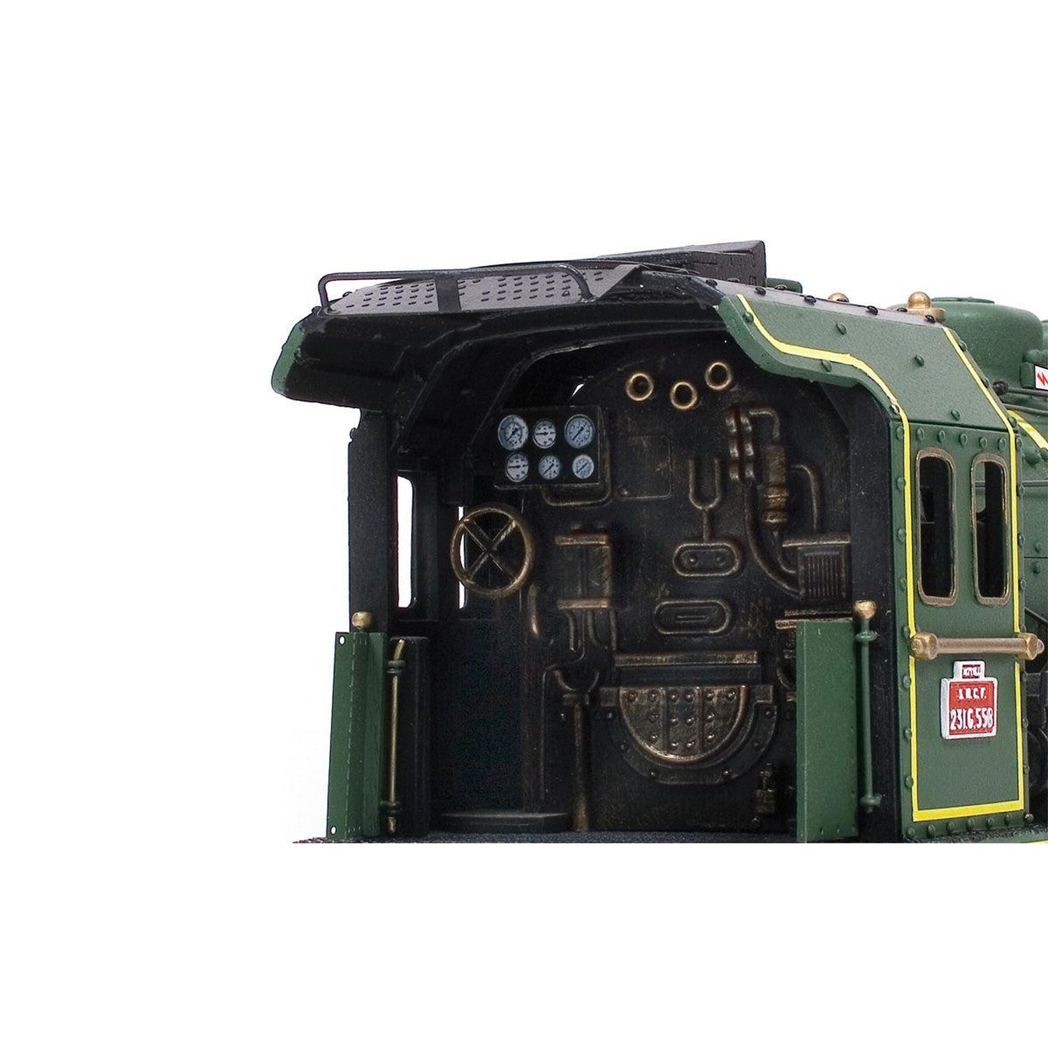 Maqueta de tren Pacific de madera y metal